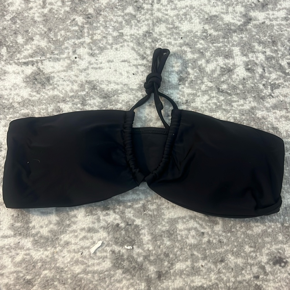 Black v cut string bandeau bikini top
